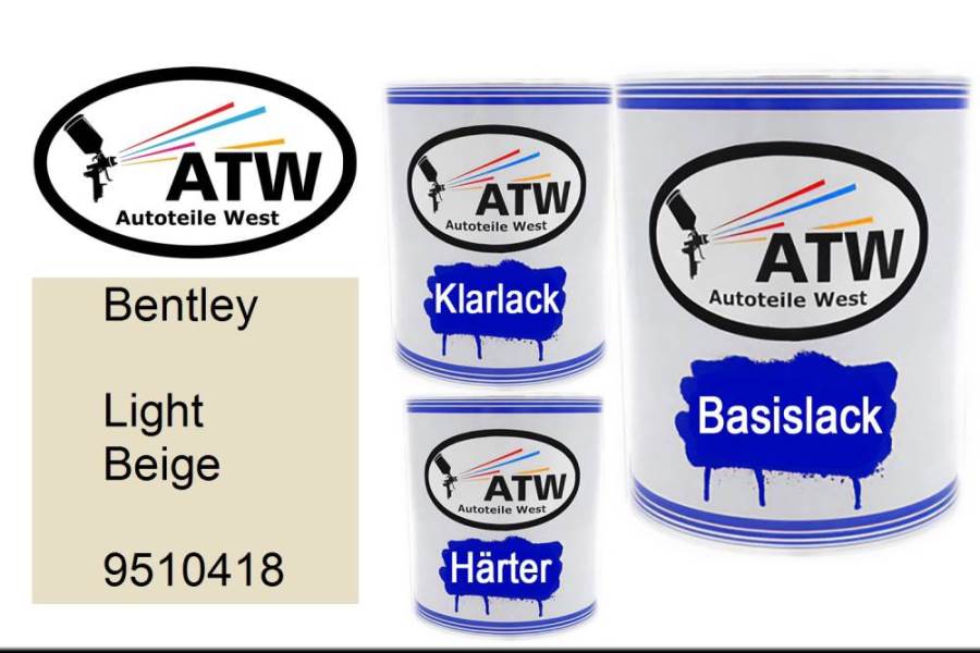 Bentley, Light Beige, 9510418: 1L Lackdose + 1L Klarlack + 500ml Härter - Set, von ATW Autoteile West.